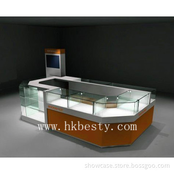 European  style jewelry kiosk display counter with  LED lights